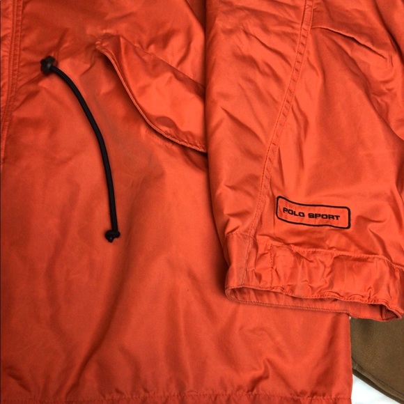 ..Polo Sport Ralph Lauren XL Orange Hooded Full Zip Windbreaker Jacket Coat - Picture 6 of 12